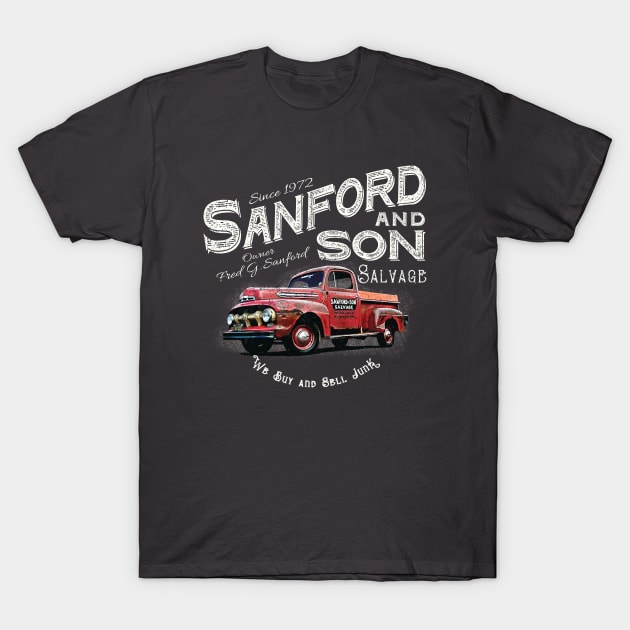 Sanford and Son We buy and Sell Junk Beat Up Red Truck T-Shirt by Alema Art